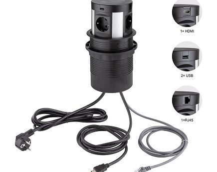 GNIAZDO STRONG ELEKTR. WYCIĄG. 3*230V,2*USB,1*RJ45