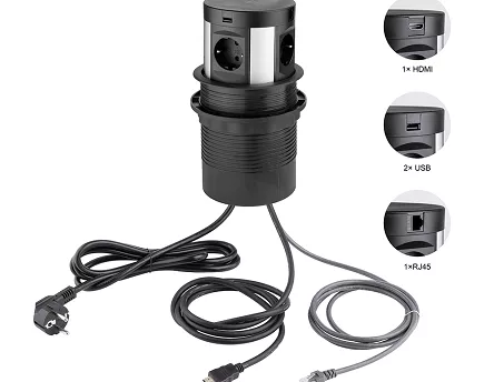 GNIAZDO STRONG ELEKTR. WYCIĄG. 3*230V,2*USB,1*RJ45