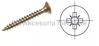 WKRĘT 2,5*12 Strong PZ1 2000 szt żółty ocynk