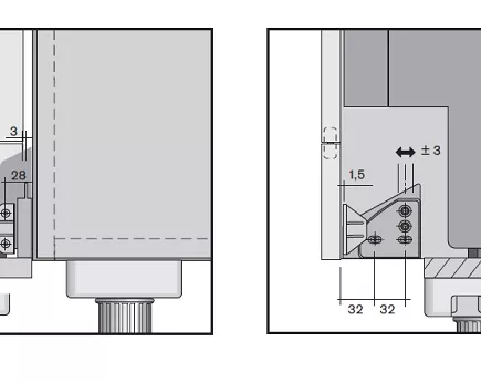 Zawias do zabudowanej zmywarki 