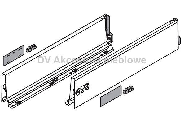 BOK SZARY L+P TANDEMBOX 400 K 378K4002SA BLUM SET