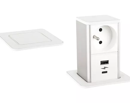 GNIAZDO STRONG 1x230V, ładowanie USB A/C, białe