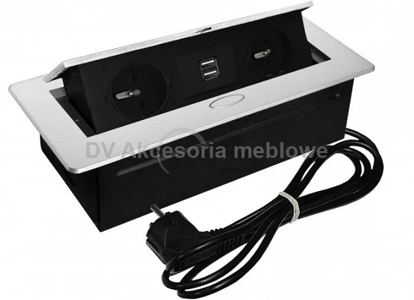 GNIAZDO PROST. HS M.POD. OWAL 2 GN.+USB BIAŁE