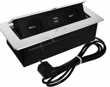 GNIAZDO PROST. HS M.POD. OWAL 2 GN.+USB BIAŁE