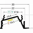 PROFIL LED strong  wpuszczany Diagonal 14 alu 2mb - 3
