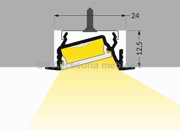 PROFIL LED strong  wpuszczany Diagonal 14 alu 2mb