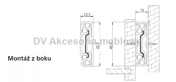 PROWADNICA kulk. 600 STRONG pełny wysuw