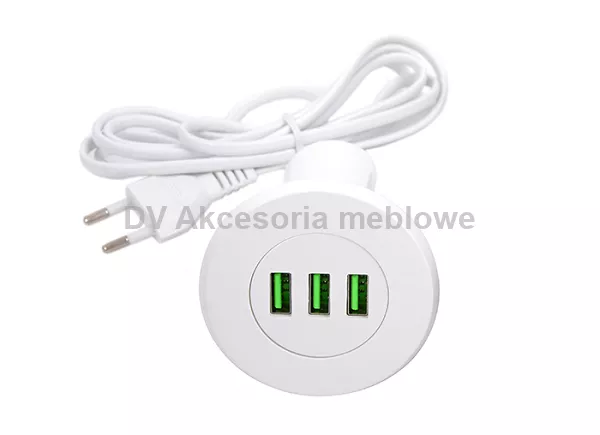 GNIAZDO STRONG ładowar.USB, 3x wejścia,biały 