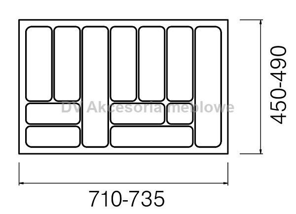 Wkład na sztućce 80/50 735*490 METALIK